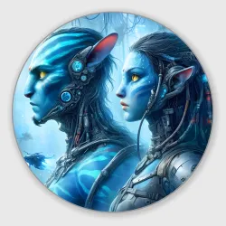 Круглый коврик для мышки Avatar 7 - cyberpunk fantasy
