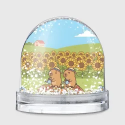 Игрушка Снежный шар Две капибары на даче