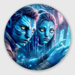 Круглый коврик для мышки Avatar 7 - cyberpunk fantasy