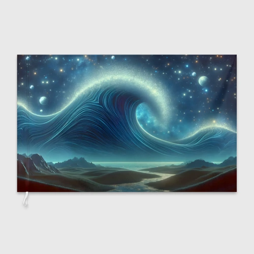 Флаг 3D Space wave - neon glow