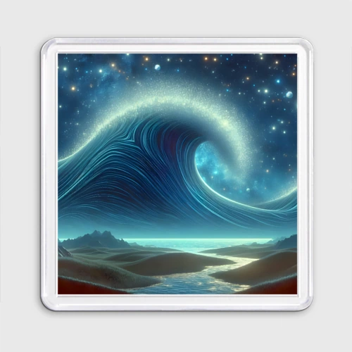 Магнит 55*55 Space wave - neon glow