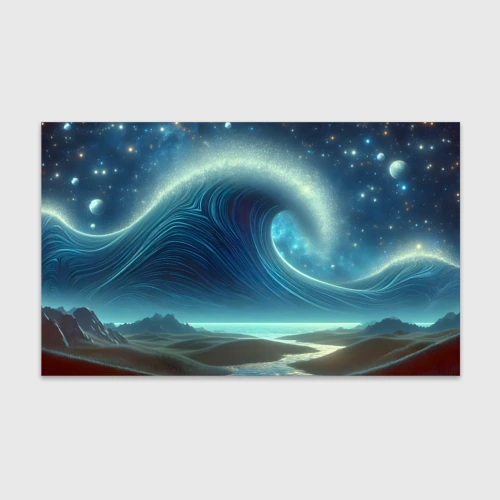 Бумага для упаковки 3D Space wave - neon glow