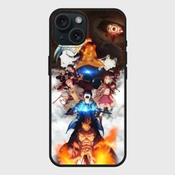 Чехол силиконовый для Apple iPhone 15 матовый Blue Exorcist герои