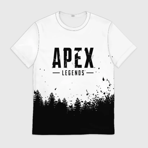 Мужская футболка 3D с принтом Apex legends лес, вид спереди #2
