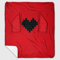 Плед с рукавами Сердце конструктор красный любовь пиксель