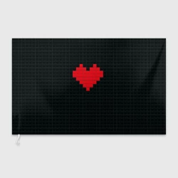 Флаг 3D Сердце из конструктора - черный любовь - пиксель