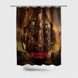 Штора 3D для ванной Последняя битва Stranger things final