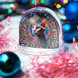 Игрушка Снежный шар Кот породы Петерболд - граффити - фото 2