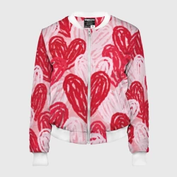 Женский бомбер 3D Нарисованные сердца узор