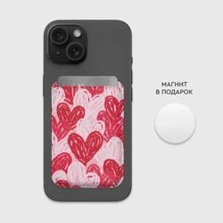 Картхолдер Magsafe магнитный Нарисованные сердца узор - фото 2