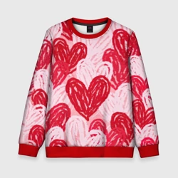 Детский свитшот 3D Нарисованные сердца узор
