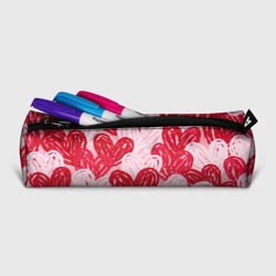 Пенал школьный 3D Нарисованные сердца узор - фото 2