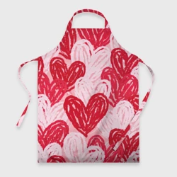 Фартук 3D Нарисованные сердца узор