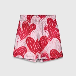 Детские спортивные шорты 3D Нарисованные сердца узор