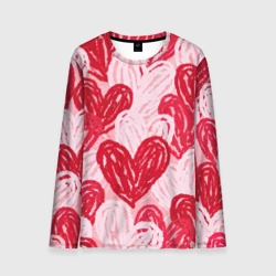 Мужской лонгслив 3D Нарисованные сердца узор
