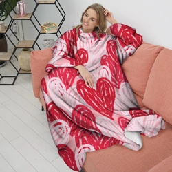 Плед с рукавами Нарисованные сердца узор - фото 2