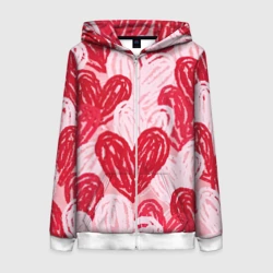 Женская толстовка 3D на молнии Нарисованные сердца узор