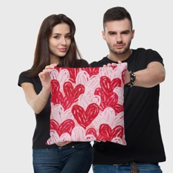 Подушка 3D Нарисованные сердца узор - фото 2