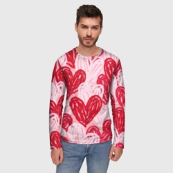 Мужской лонгслив 3D Нарисованные сердца узор - фото 2