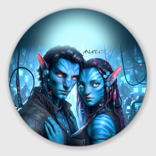 Круглый коврик для мышки Avatar 7 cyberpunk fantasy