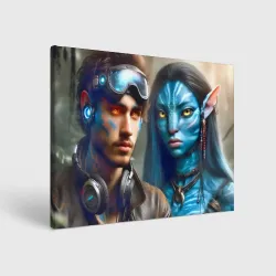 Холст прямоугольный Neytiri's granddaughter with Spider's son in a future Avatar
