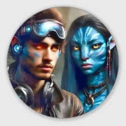 Круглый коврик для мышки Neytiri's granddaughter with Spider's son in a future Avatar