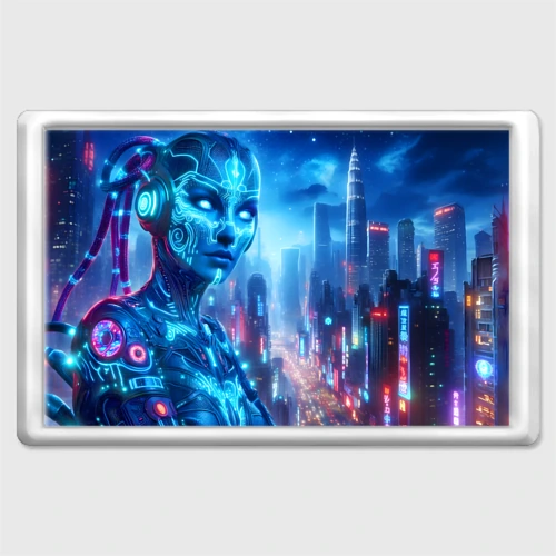 Магнит 45*70 Neon girl - cyberpunk
