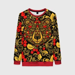 Женский свитшот 3D Медведь в узорном орнаменте