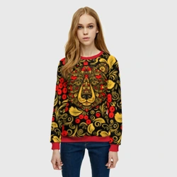 Женский свитшот 3D Медведь в узорном орнаменте - фото 2