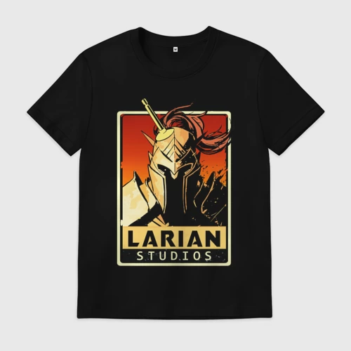 Мужская футболка хлопок с принтом Larian studios logo, вид спереди #2