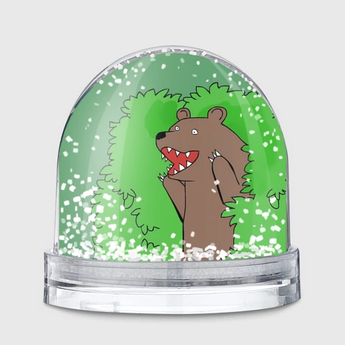 Игрушка Снежный шар Медведь в кустах кричит мем