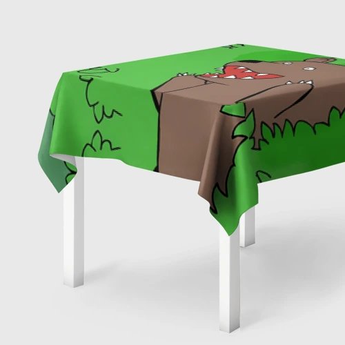 Скатерть 3D Медведь в кустах кричит мем