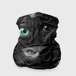 Бандана-труба 3D Глаза монстров на пэчворк дениме