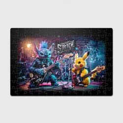 Головоломка Пазл магнитный 126 элементов Stitch and Pikachu - punk rock band