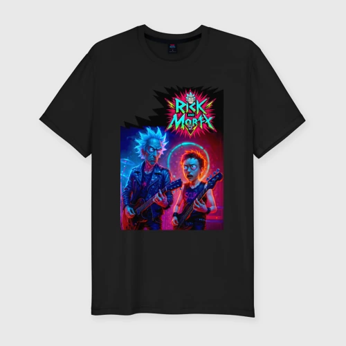 Мужская футболка хлопок Slim Rick and Morty - punk rock band