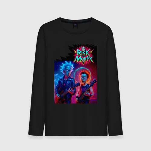 Мужской лонгслив хлопок Rick and Morty - punk rock band