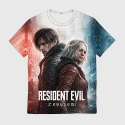 Мужская футболка 3D Leon and Grace Resident evil requiem