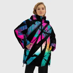 Женская зимняя куртка Oversize Полосы неона - фото 2