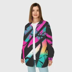 Женская рубашка oversize 3D Полосы неона - фото 2