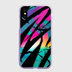 Чехол для iPhone XS Max матовый Полосы неона