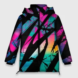 Женская зимняя куртка Oversize Полосы неона