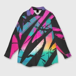 Женская рубашка oversize 3D Полосы неона