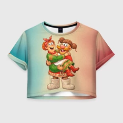 Женская футболка Crop-top 3D Муж  с женой