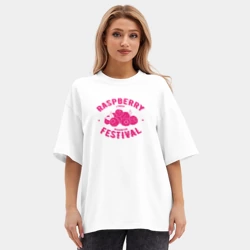 Женская футболка Oversize хлопок premium Raspberry - фото 2