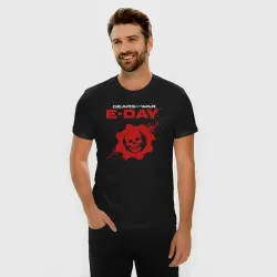 Мужская футболка хлопок Slim Gears of war E-Day logo - фото 3
