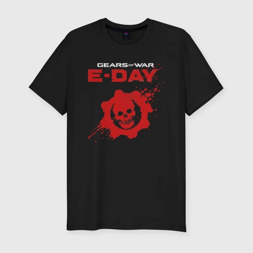 Мужская футболка хлопок Slim Gears of war E-Day logo