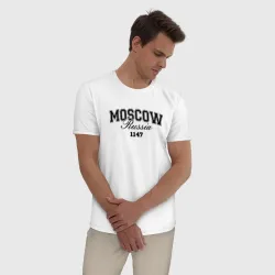 Мужская пижама с белой футболкой хлопок Город - Москва - фото 2