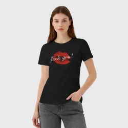 Женская футболка хлопок Fuck you kiss - фото 2