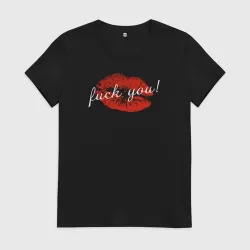 Женская футболка хлопок Fuck you kiss