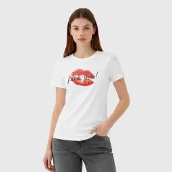 Женская футболка хлопок Kiss fuck you  - фото 2